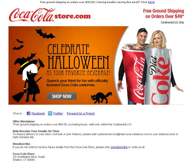 Halloween E-Mail Kampagne von Coca Cola