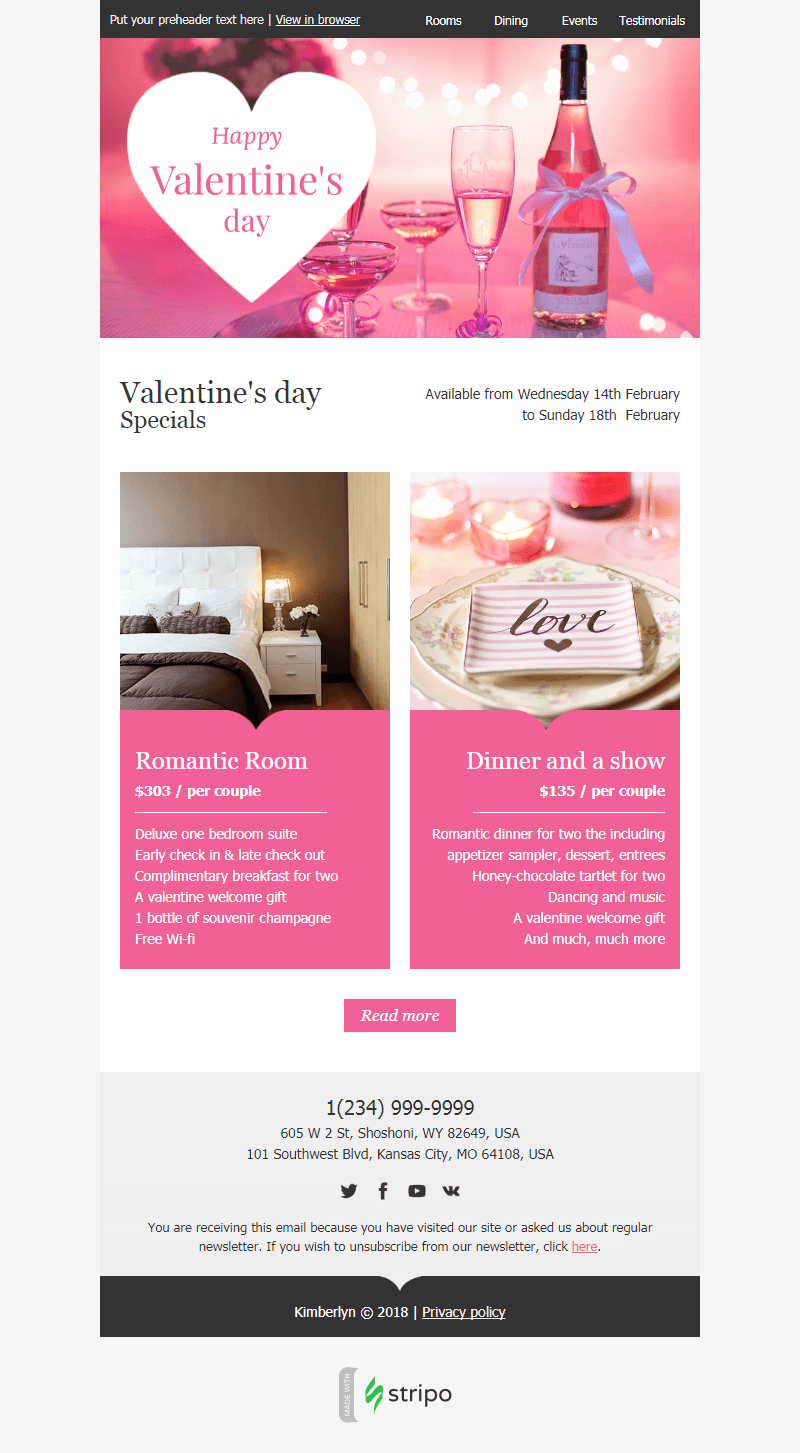 Valentinstag E-Mail Kampagne Farben