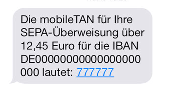Beispiel Transaktions-SMS mobile TAN