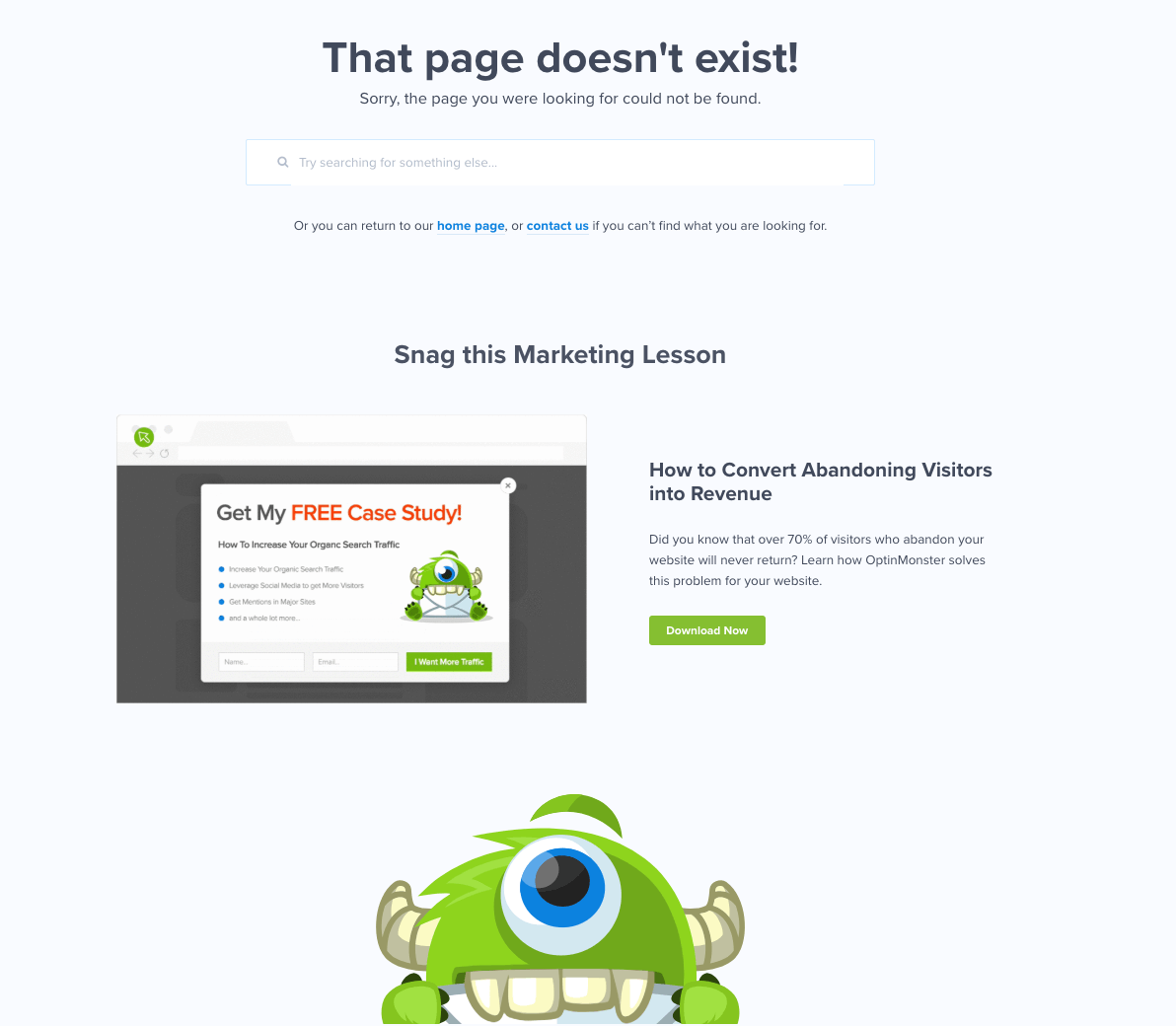 Beispiel für Leadgenerierung auf 404-Seite