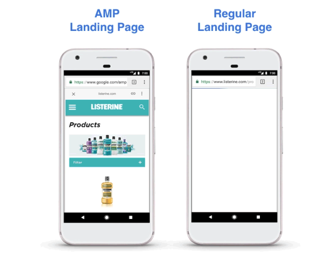 AMP Landing Page auf Smartphone