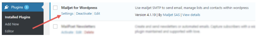 Mailjet E-Mail WordPress Plugin Einstellung 1